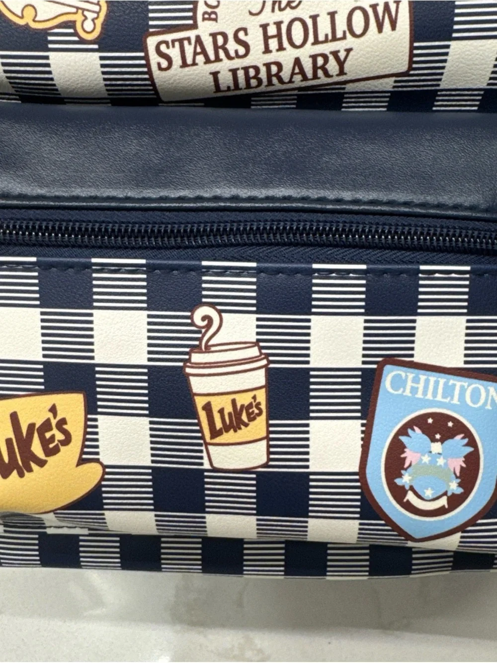 NWT Bioworld Gilmore Girls Navy & White Checkered Mini Backpack